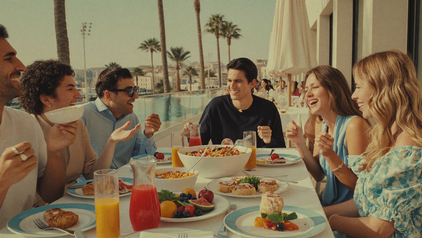 Friends at weekend brunch