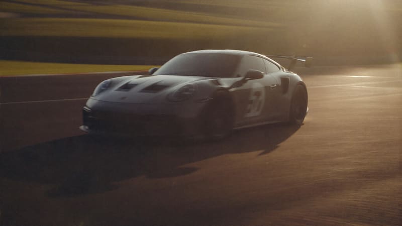 Sports car on a race track